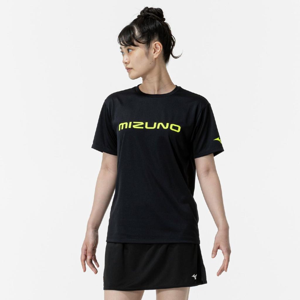 Mizuno Игровая футболка для настольного тенниса, одобренная JTTA, быстросохнущая, черная/желтая, размер L, 82JAB110