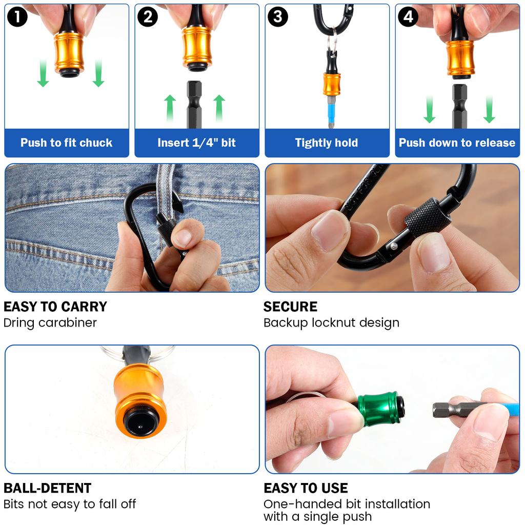 Держатель бит для отвертки Хвостовик 1/4 дюйма Шестигранный Брелок Держатель бит Удлинитель Держатель сверл Быстрая смена для бит