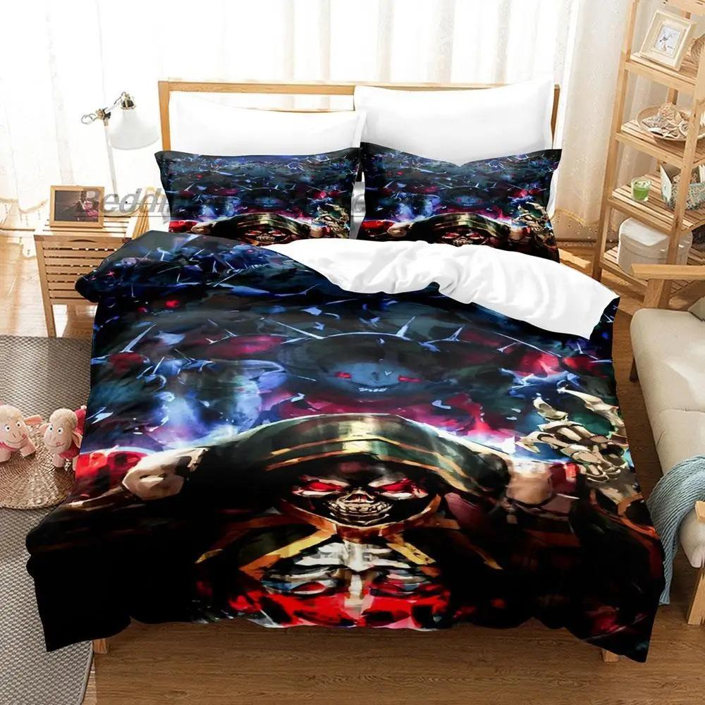 Overlord Bedding Collection Single Twin Full Queen King Size Bed Collection Aldult Kid Bedroom Duvetcover Collections 3D Print Skeleton Anime New