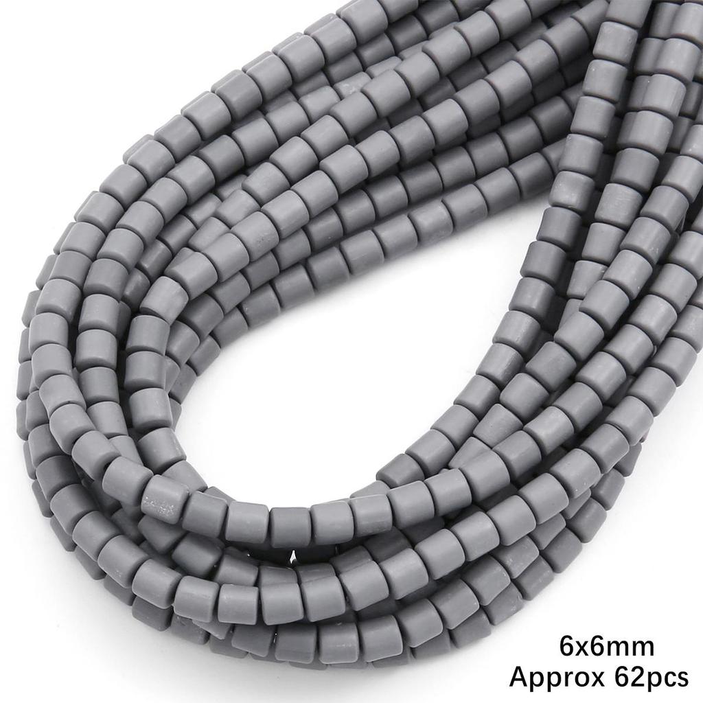 60pcs/Bag 6x6mm Flat Round Cylinder Polymer Resin Clay Beads Loose Spacer Handmade Beads For DIY Jewelry Making Bracelets Necklaces Crafts 38cm/15