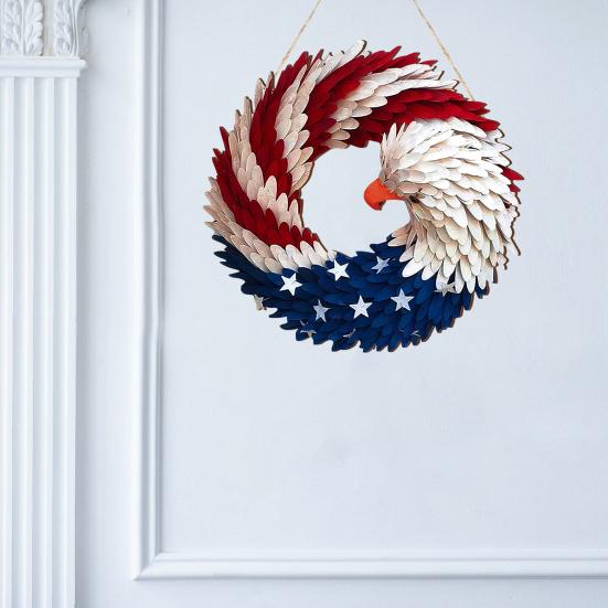 Independence Day Patriotic Eagle Wooden Plaque Red White Blue Bird Indoor Outdoor Front Door