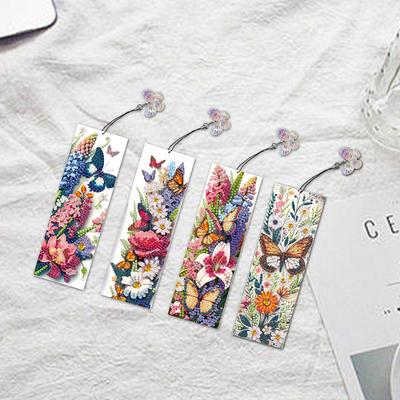4 шт. Закладка для алмазной живописи 5D DIY в форме бабочки и цветка, набор для изготовления закладок для алмазной живописи, подарок на День чтения