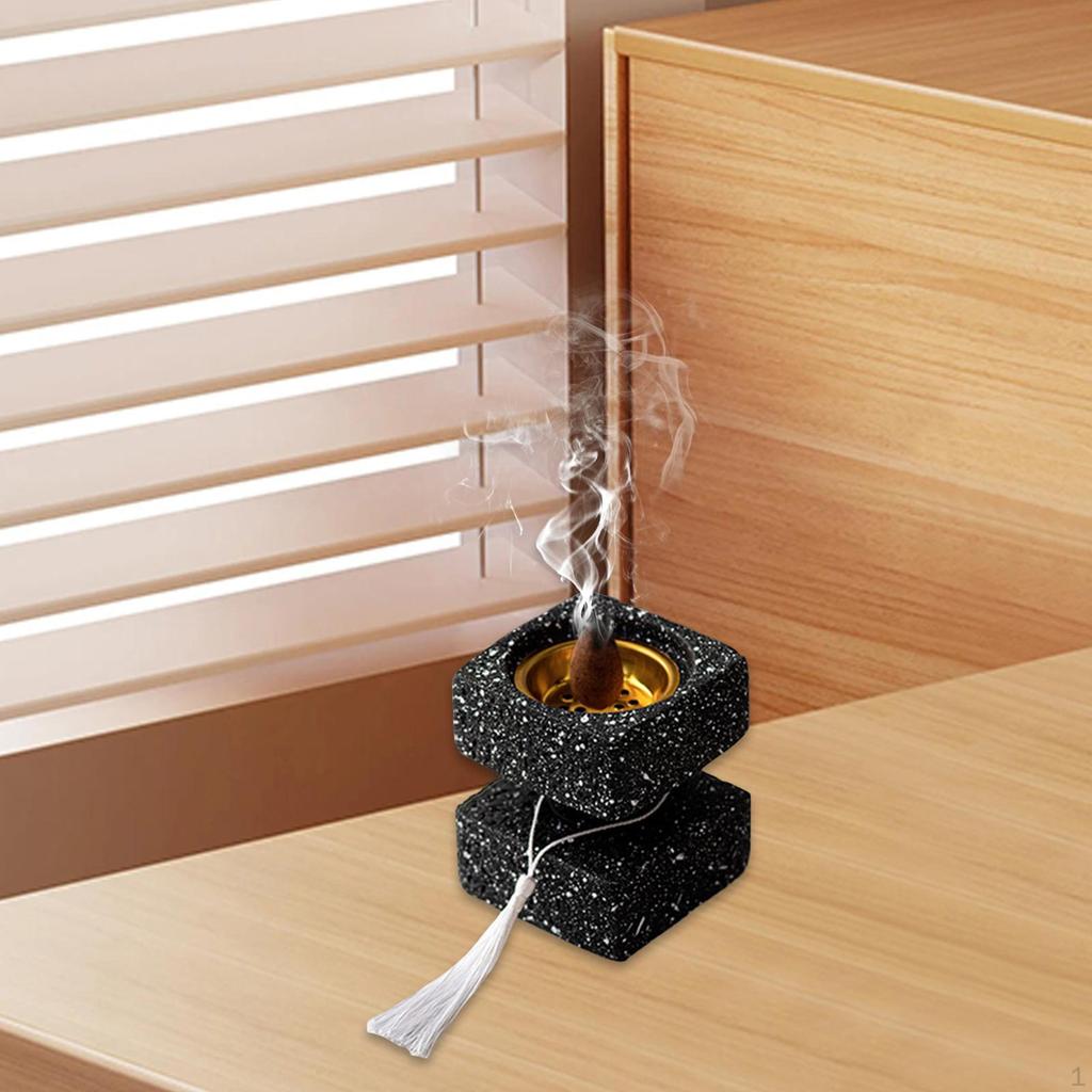 Burner Holder Table Centerpiece Compact Resin Fragrance Censer for SPA Meditation Tea Room Bedroom