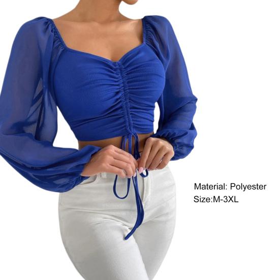 Укороченный топ с защитой от катышков, чистые цвета, сексуальный пуловер с квадратным воротником-фонариком и длинными рукавами