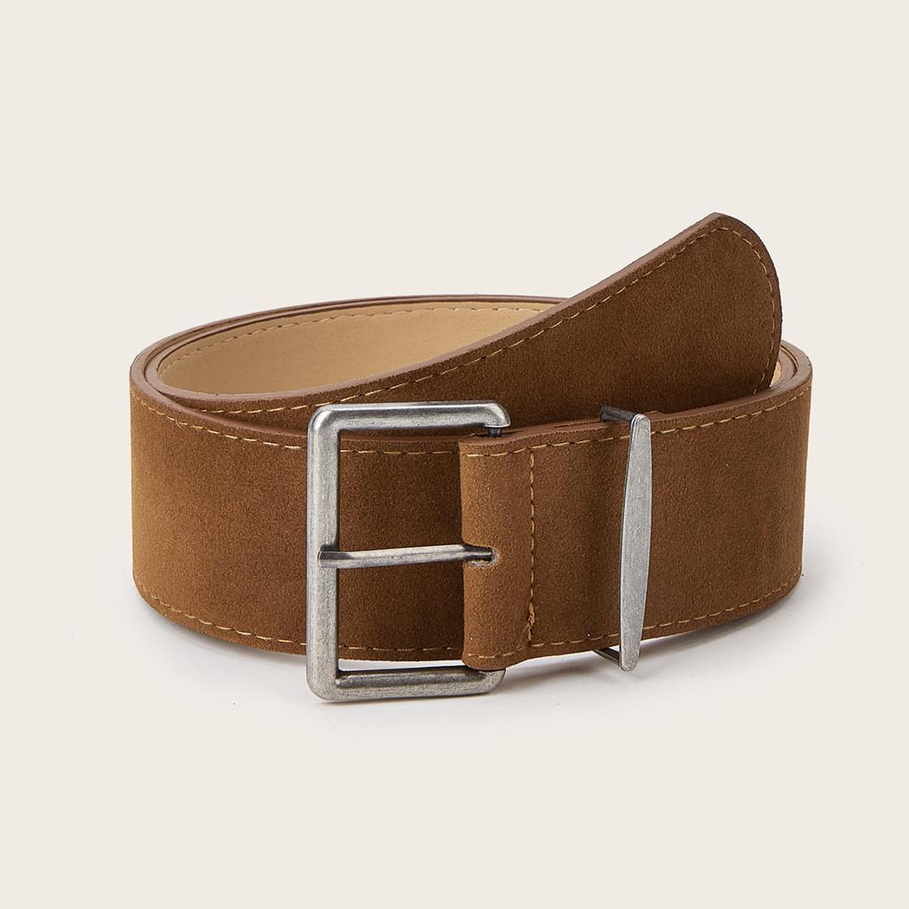 Simple Color Solid Suede Square Buckle Decoration Women Casual Belt Daily For