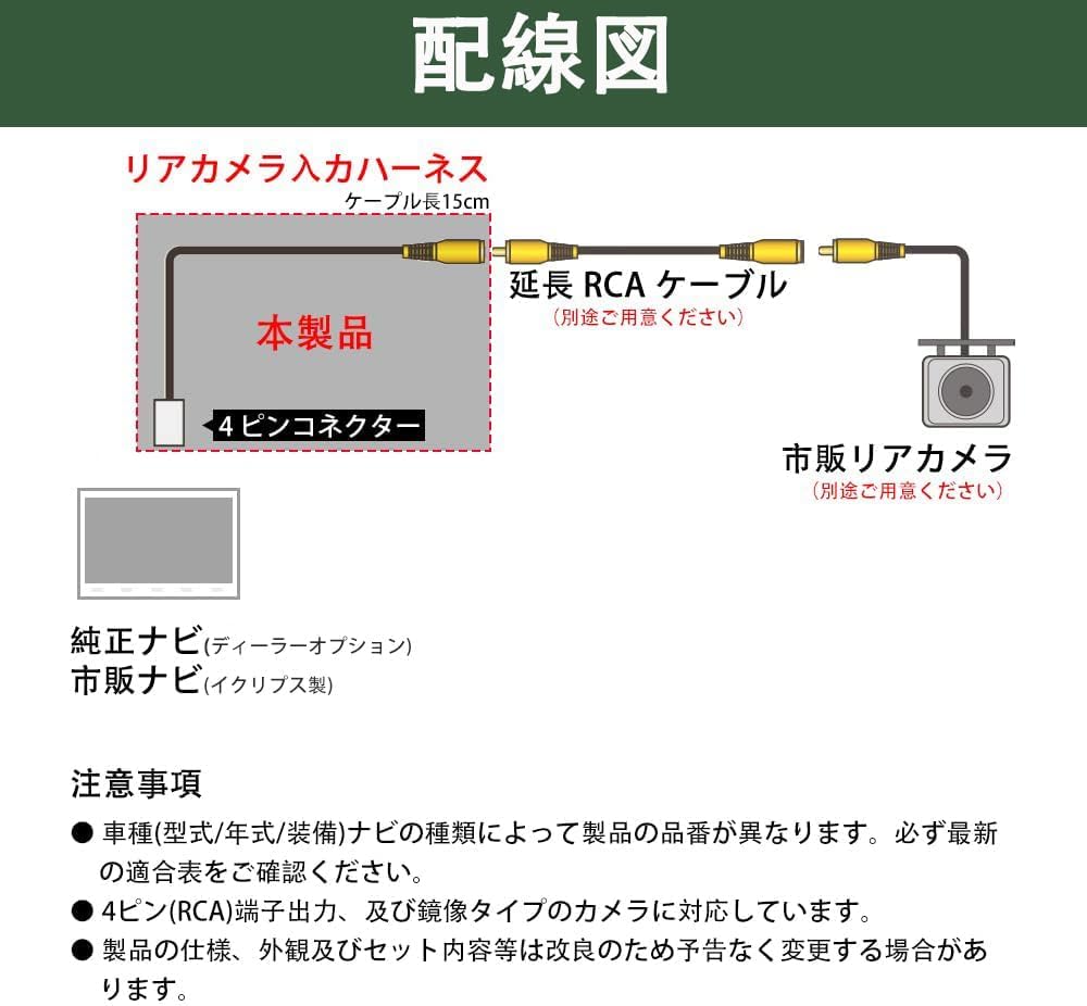 Коммерческая камера заднего вида, Камера заднего вида общего назначения, Проводка с RCA-разъемом, Toyota Daihatsu NSZT-W62G NSZN-W62(N154)