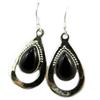 [P7093] - Silver 'Heaven' Silver Onyx Earrings - 23x16 Mm