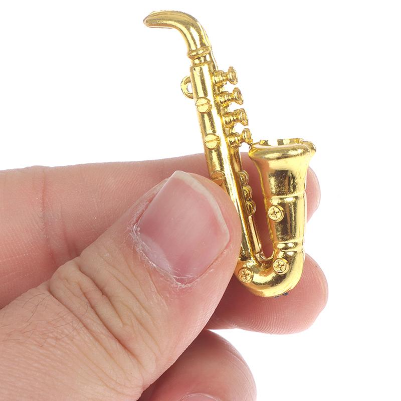 24Pcs/Set Mini Golden Trumpet Saxophone Wind instruments Doll Musical Instrument for Dolls Music House Bar Doll Accessories