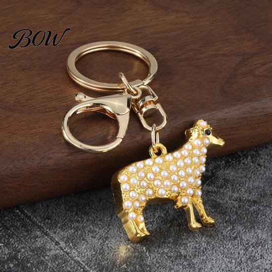 Alloy Keychains Faux Pearl Sheep Keychain, Zinc Lamb Car Key Ring Mini Holder, Handbags Backpacks Charm Decorative Accessory for Women Girls
