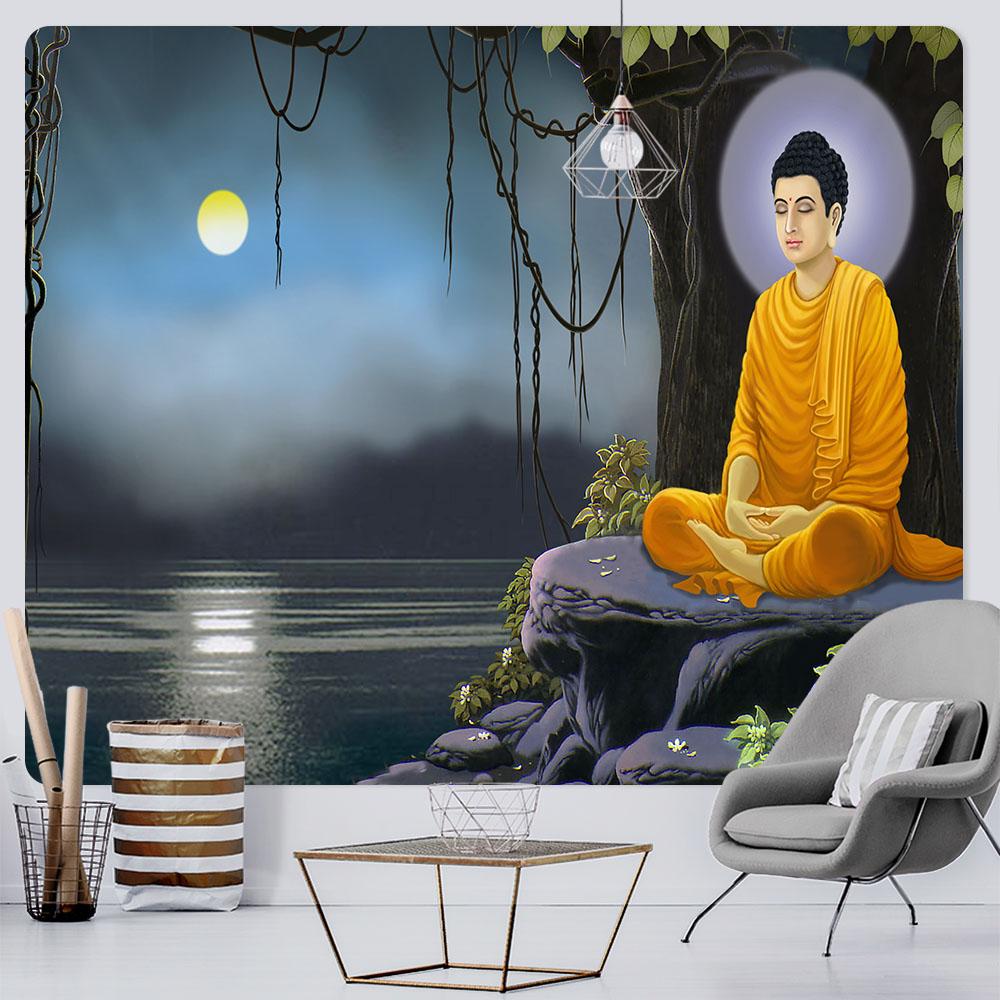 Индийский Будда, медитация, принт, гобелен, домашняя гостиная, спальня, Настенный декор, тканевый гобелен