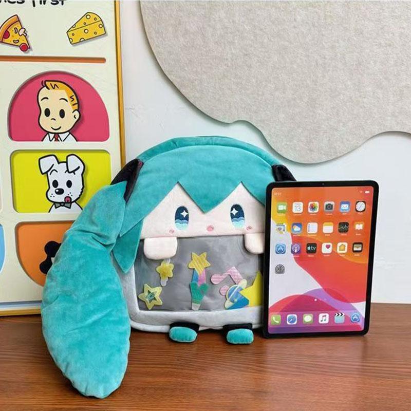 Adorable Hatsune Miku Plush Backpack Kawaii Itabag Lovely Anime Soft Shoulder Bag Cartoon Backpack for Daily Use & Fan Girl Gift