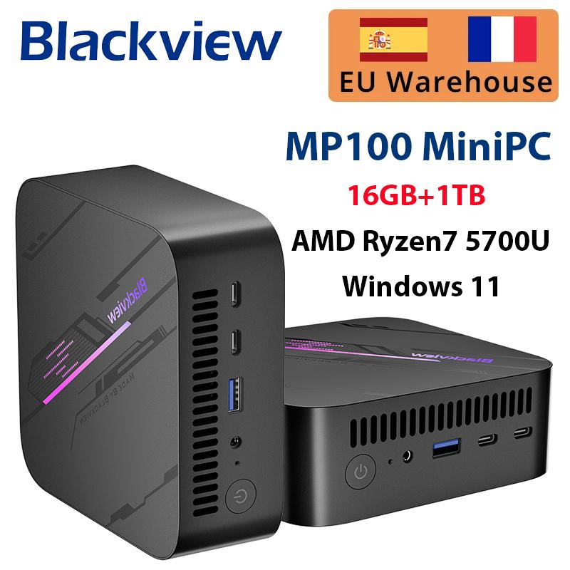 Blackview MP100 НОВЫЙ Мини ПК AMD R7 5700U Windows 11 8-ядерный 16-поточный 32/16 ГБ DDR4 512 ГБ/1 ТБ SSD WiFi 6 Мини Компьютер ПК