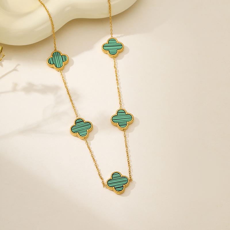 Four-leaf Clover, Five-flower Double-sided Mother-in-law Necklace, Light Luxury High-end Clavicle Chain Niche