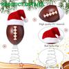 Rugby Christmas Tree Topper with Santa Hat Spring Base Bouncing Sports Ornament Fun Desk Decor for Holiday Parties Valentine's Day Gifts