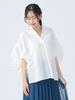 Beams Heart Shirt with Gathered Sleeves and Skipper OFF One Size Women's S/S Top, WHITE,