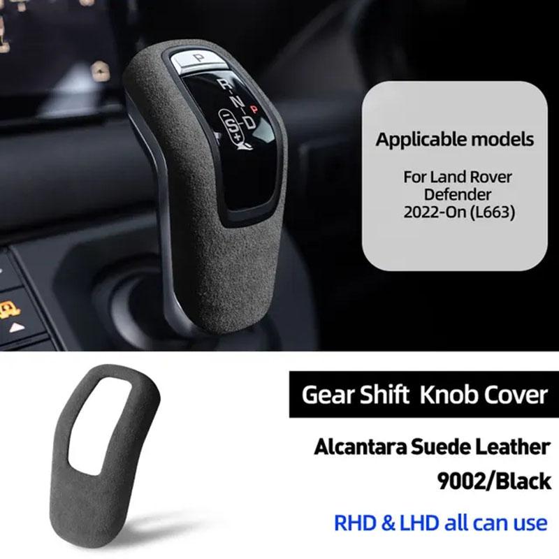 For Land Rover Defender L663 90 110 130 2020 2024 2024 2024 Suede Car Gear Shift Knob Cover ABS LHD & RHD Car Accessories