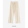 Women's High-Waist Apricot Glutinous Rice Pants - Velvet-Lined, Loose Fit, Casual Straight-Leg for Autumn/Winter