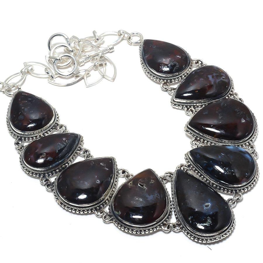 Stick Agate Gemstone Handmade 925 Silver Jewelry Necklace 18" JCN484-451