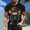 Men's T-shirts Cartoon Monkey 3D Print T-shirt Casual Short Sleeve Crew Neck Tees Oversized Men Clothing Tops Outdoor Streetwear