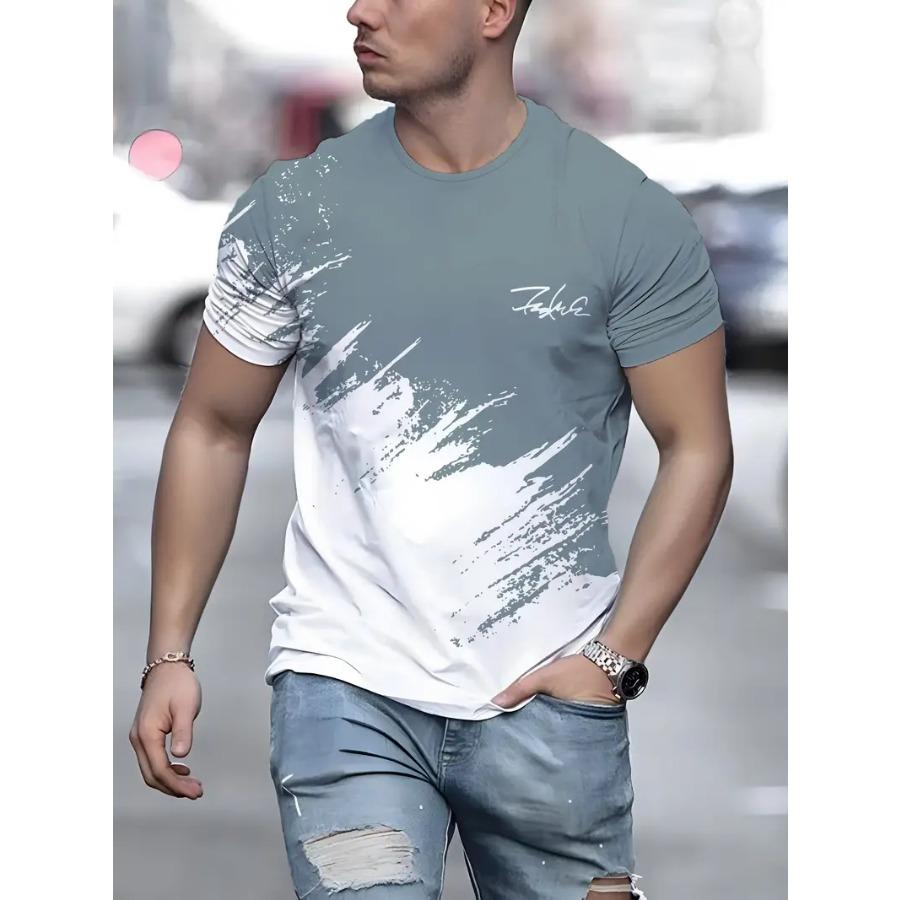 Стильная мужская футболка с рисунком — удобная, дышащая, с коротким рукавом для повседневных летних занятий — повседневная, модная и универсальная футболка для мужчин