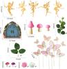Fairy Cake Toppers Fairy Cake Decoration Pink Mushroom Door Butterfly Flower Cake Decoration Fairy Garden Topper for Fairy Party