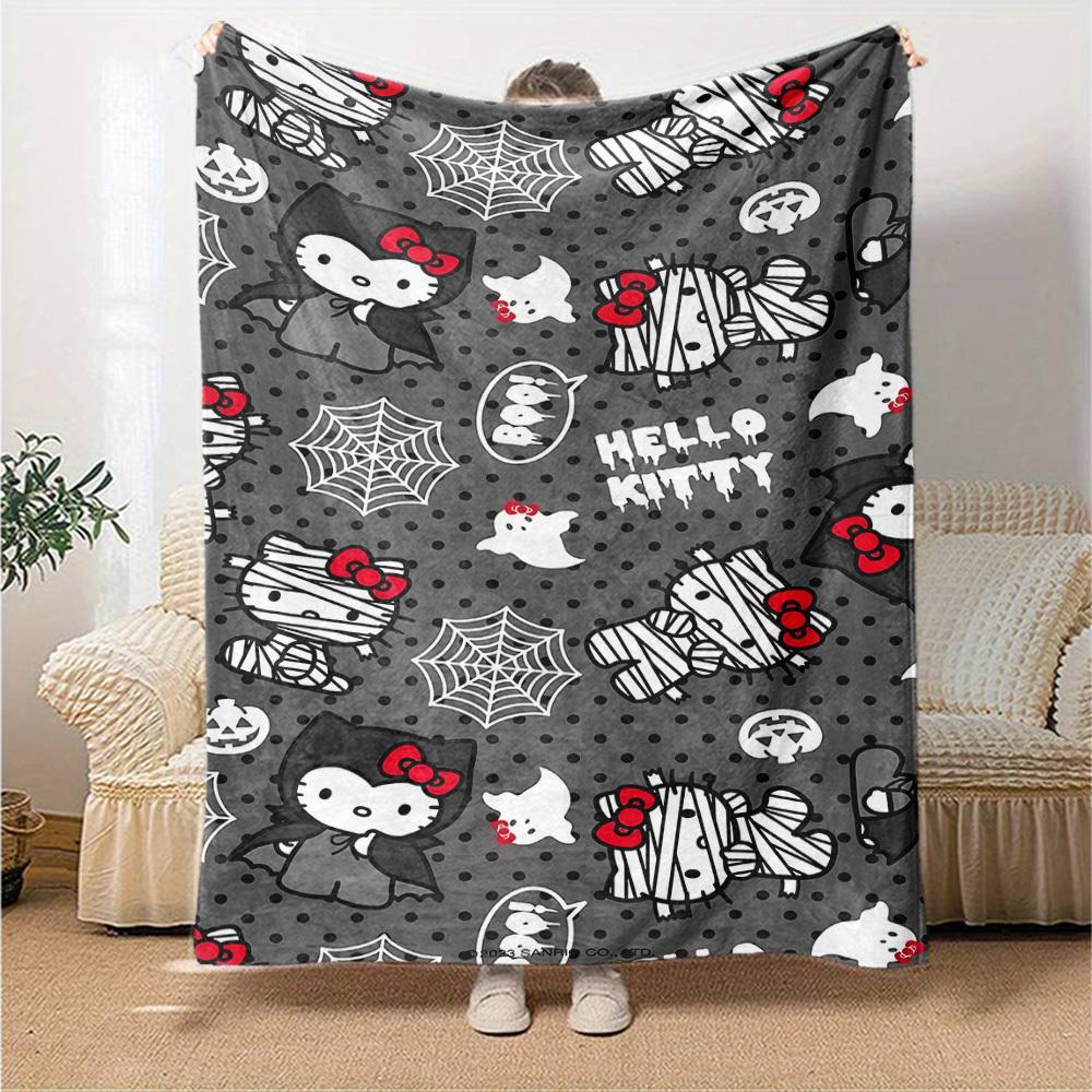 1 шт. Плед Хэллоуин Hello Kitty Легкий фланелевый плед для дивана, кровати, путешествий, кемпинга, гостиной, офиса, дивана, кресла
