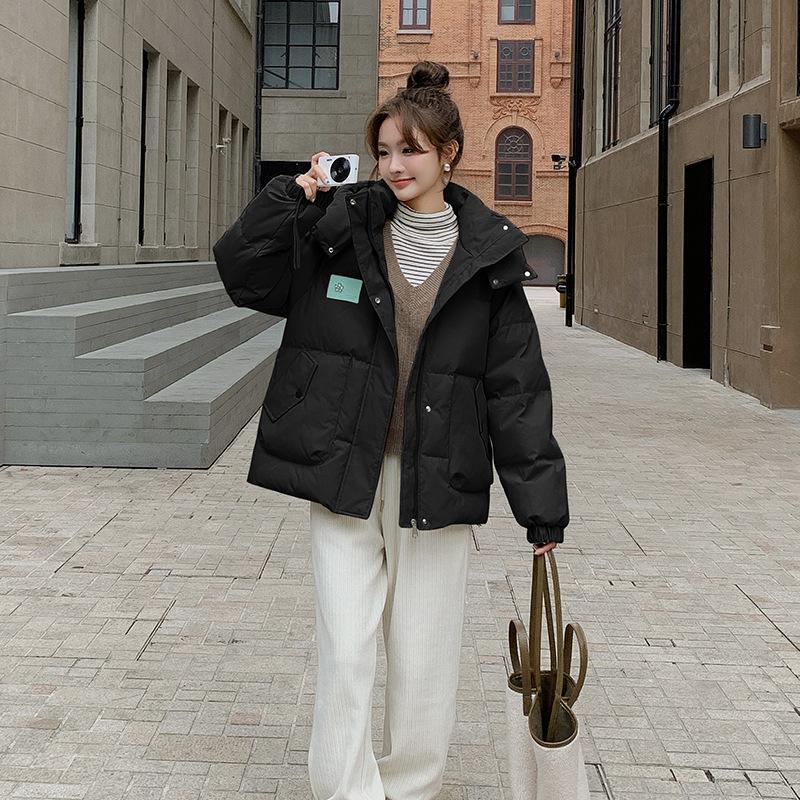 Green 90 white duck down jacket women's winter 2024 new small short hooded thickened fried street