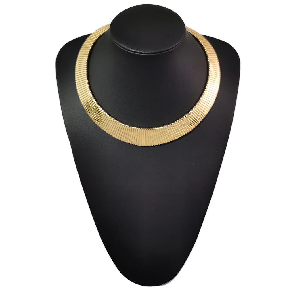 European & American Minimalist Gold-Plated Wide Stripe Elastic Choker Necklace
