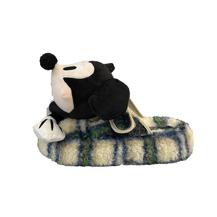 Мультяшные объемные тапочки Микки, женские, 2025, новые осенне-зимние, для улицы, теплые хлопковые тапочки с полузакрытым носком