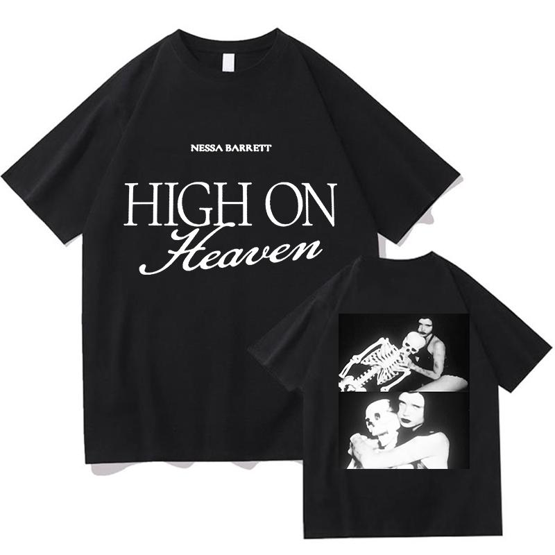 2026 Nessa Барретт Футболка High on Heaven Чистый Хлопок Мода Классическая Эстетика Высокое Качество Топы для Фанатов Футболки Графические Короткий Рукав
