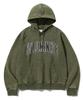 Худи с washed-эффектом и логотипом-аркой - Хаки