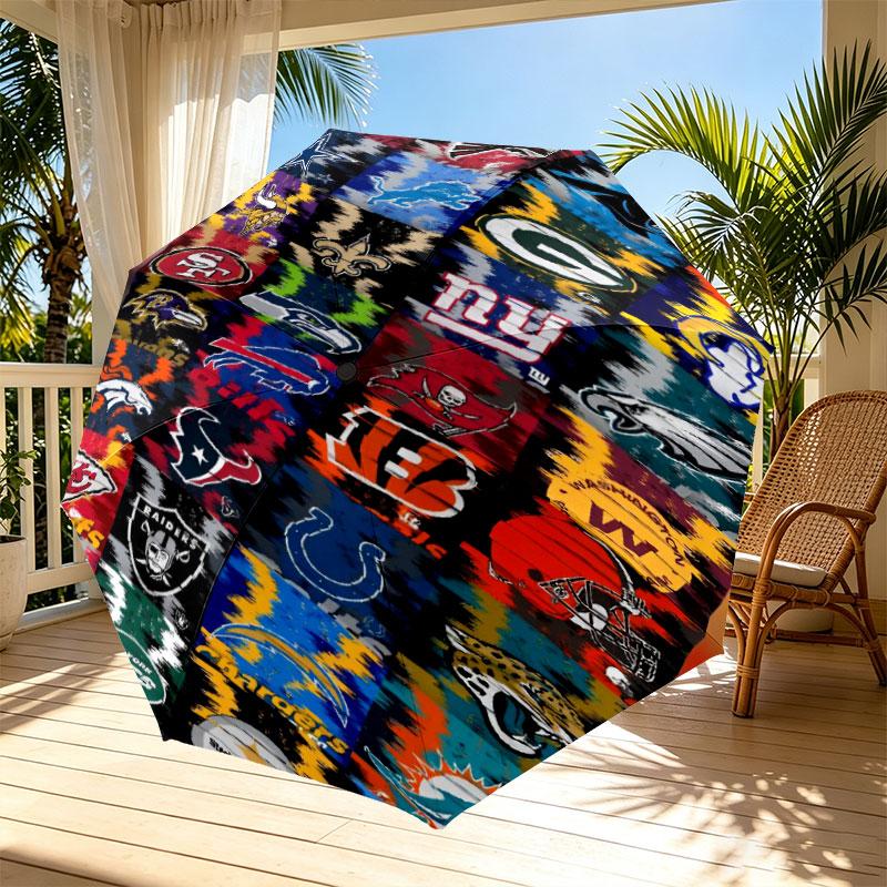 NFL Print Automatic Open Close Umbrella, Portable Foldable Umbrella, for Outdoor Commute Camping Trip, Ideal Birthday Gift