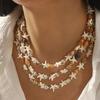 Summer Ethnic Style Necklace Conch Starfish Casual Beach Couple Necklace Set