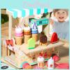 Ice Simulation Wooden Cream Cart Children Role Playing Toy Set For Imagine Play