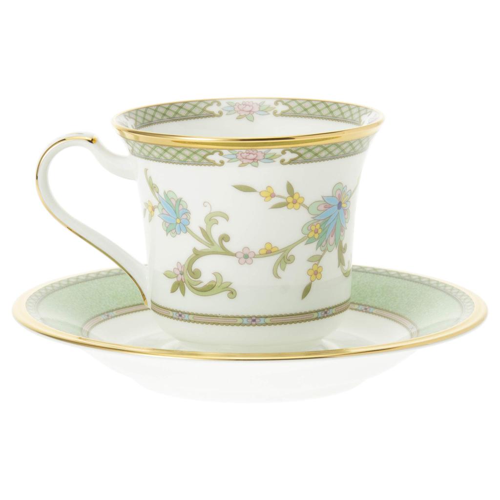 Американская чашка-блюдце Noritake 220 куб. см Yoshino 2 Customers Green Bone China & (Парный набор) Y6704/9983