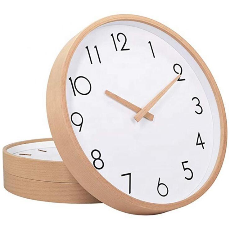 White Wall Clock Modern Design Nordic Wood Living Room Silent Clock Mechanism Bedroom Kitchen Office Brief Clocks Mechanism