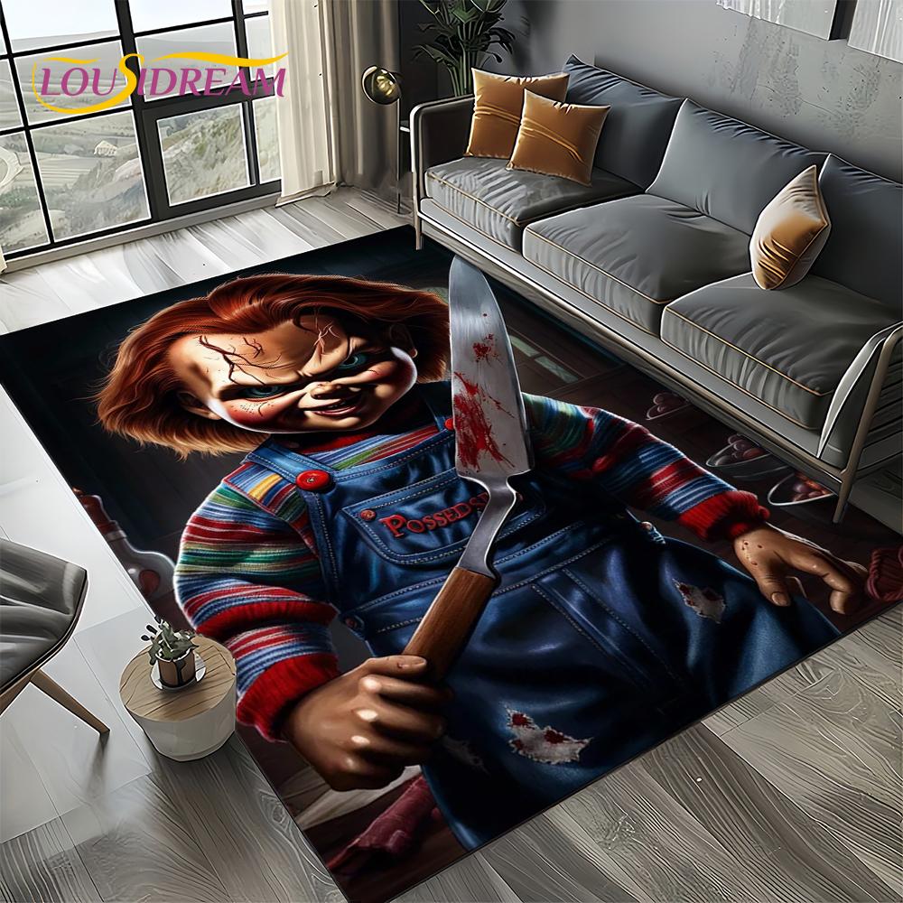Ковер Коврик Персонаж Фильма Ужасов Чаки Пеннивайз Хэллоуин Пила для Гостиной Спальни Дома Украшение Дивана, Нескользящий Напольный Коврик