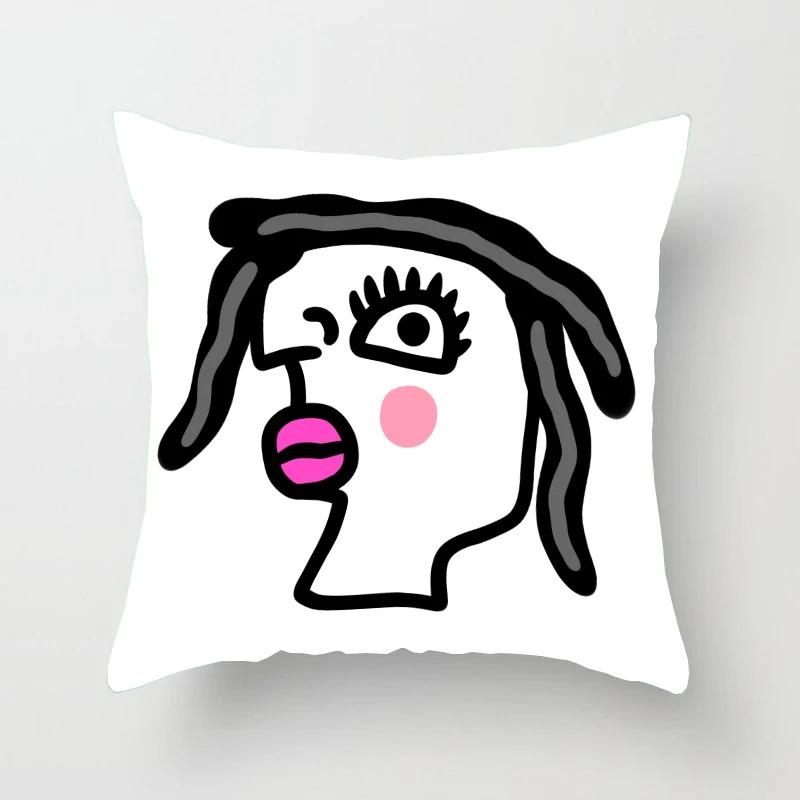 Наволочка с абстрактным рисунком смайлика для автомобиля, украшения для офиса, гостиной, дома