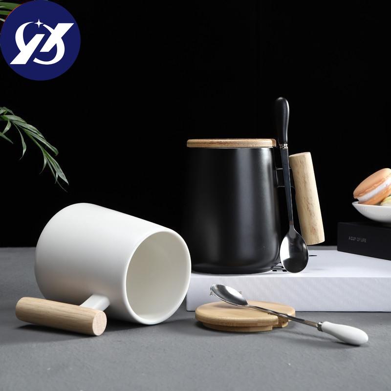 Ceramic Large Capacity Coffee Mug with Wooden Handle Office Water Tea Cup Milk Mug Drinkware
