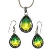 Green Tourmalinne Gemstone Mother's Day Jewelry Pendant Earring Set