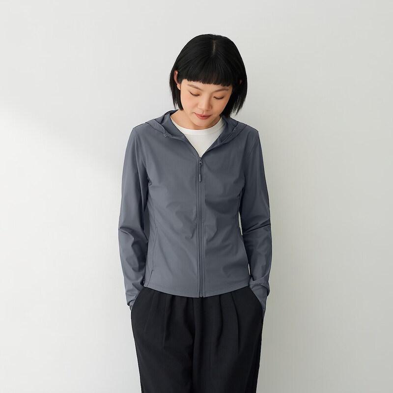 MUJI Женская легкая толстовка с капюшоном на молнии с защитой от УФ и эффектом охлаждения