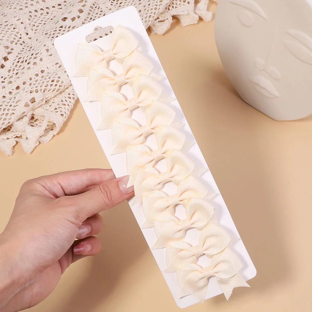 10 шт./набор однотонных репсовых лент, заколки для волос для детей, банты, заколки для волос, бутик, ручная работа, головные уборы, аксессуары для волос для девочек и младенцев