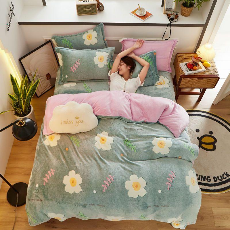 Антистатический зимний пододеяльник из толстого флиса, теплый фланелевый коралловый двухсторонний бархатный комплект постельного белья, мягкий и приятный для кожи