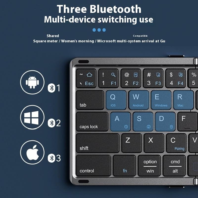 Трехсекционная клавиатура Беспроводная Bluetooth Складная Маленькая клавиатура Подходит для настольных компьютеров и ноутбуков