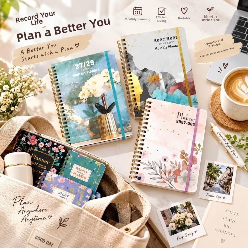 Spiral Bound 2027-2029 Monthly Calendar A5 Annual Calendar Notebook Work Office