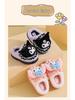 Зимние пушистые хлопковые тапочки Sanrio для девочек – Теплая домашняя обувь с мультяшным дизайном и толстой подошвой, доступна в размерах для родителей и детей.