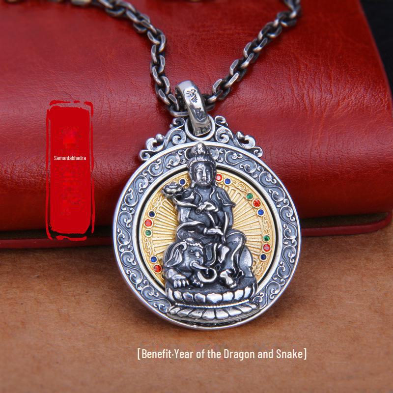 Ожерелье-амулет Будды из тайского серебра в стиле ретро с восемью богами-хранителями и мантрой из шести символов