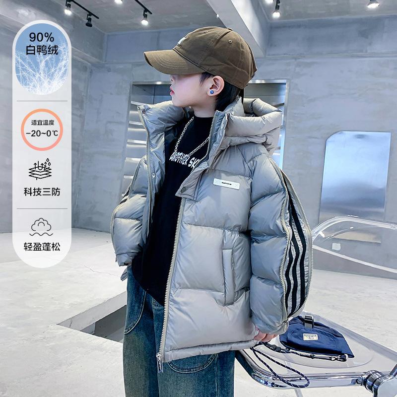 Bread Одежда Детские зимние пуховики на белом утином пуху Одежда для мальчиков Утепленные пальто для детей среднего и старшего возраста