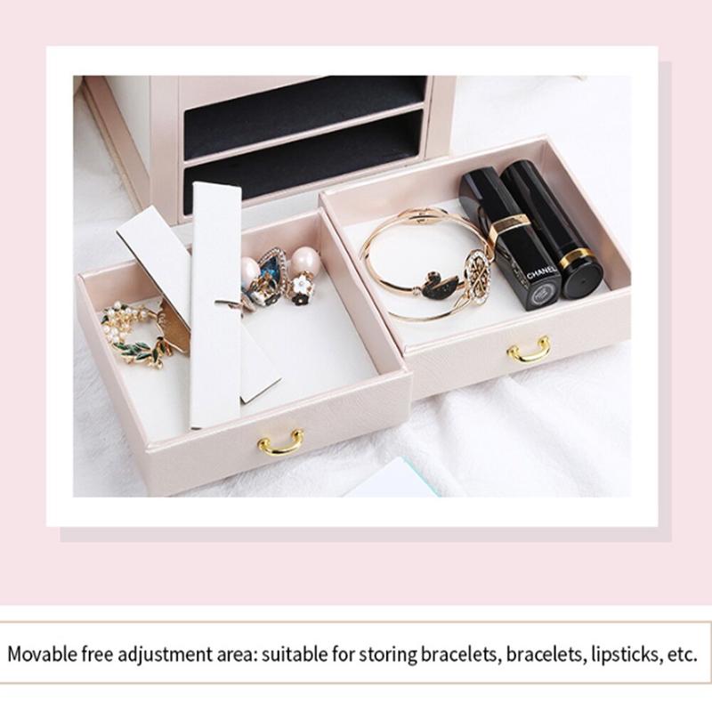 Jewelry Case Large Jewelry Box Large Capacity Jewelry Box Makeup Makeup Makeup Organizer Leather Travel Beauty Box | Storage Boxes and Containers
