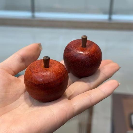 Wooden Red Fruit Figurine Small Artificial Fruit Sculpture Tabletop Centerpiece for Cabinet Christmas Farmhouse Desktop Decor